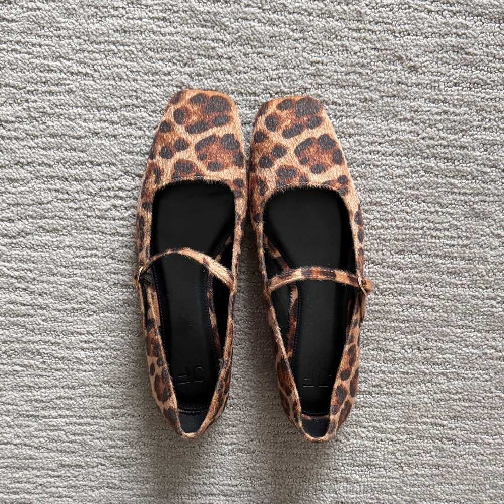 NEW JUSTFAB Leopard Print Mary Jane Flats